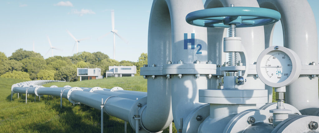 Hydrogen Pipeline Houses Illustrating Transformation Energy Sector Towards Clean Carbonneutral Safe Independent Energy Sources Replace Natural Gas Homes