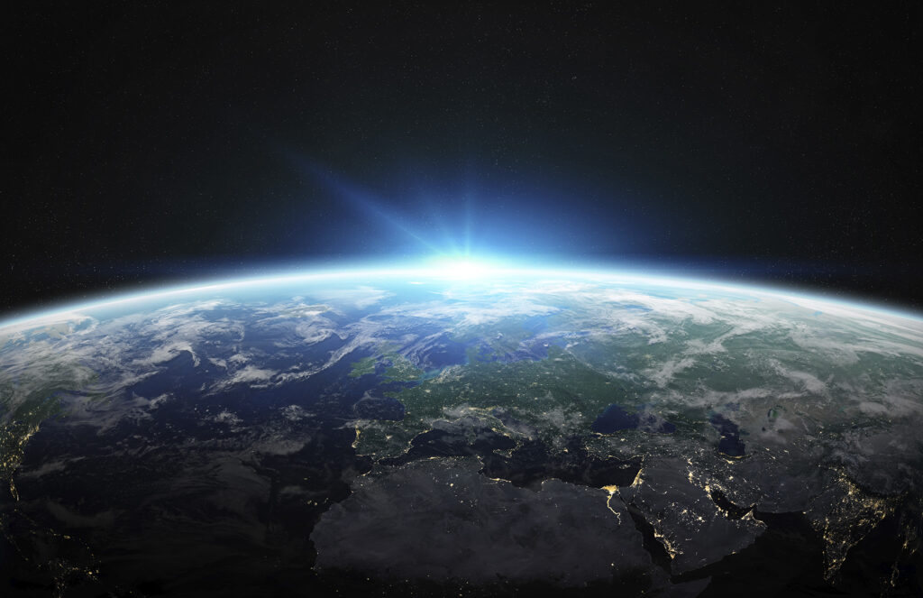 View Of Blue Planet Earth In Space 3d Rendering Elements Of This
